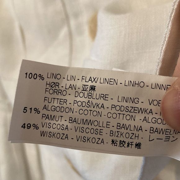 Zara 100% Linen White Button Front Pleated Blazer Jacket Size Medium - Picture 8 of 8